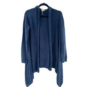 Women's Von Maur Glamsia Blue Open Front Hooded Cardigan Sweater Size S